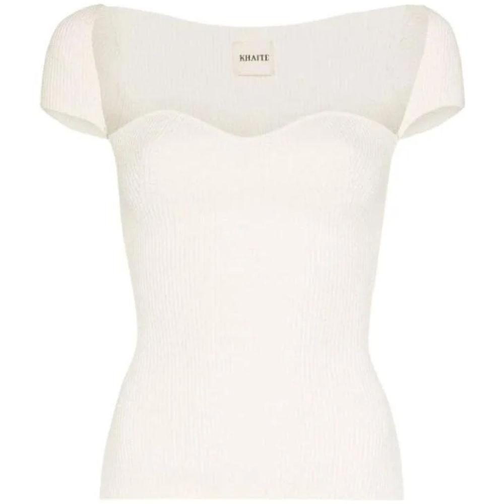 KHAITE Ista Ribbed Corset Top